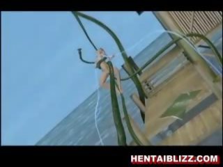 3d animasi hentai pengiring mendapat fucked oleh besar tentac