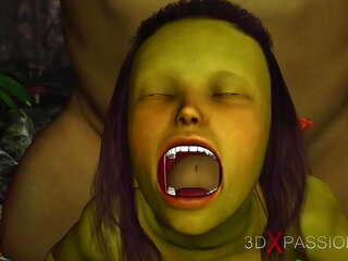 Зелен чудовище ogre чука трудно а сладострастен женски пол goblin arwen в на enchanted гора