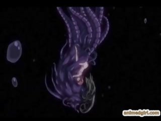 Vakker anime coeds fanget og knullet av tentacles monster