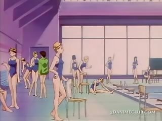 3d anime kjæreste viser henne fantastisk kroppen i svømmetur dress