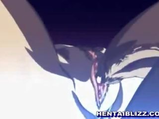 Excellent blonde hentai chick with big round tits riding cock