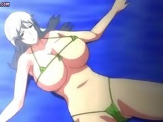 Anime milf reibt manhood mit sie brüste