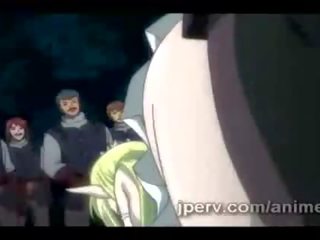 Bunch z libidinous guards funt terrific anime blondynka na dworze w banda huk