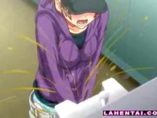 Manga young woman on the toilet