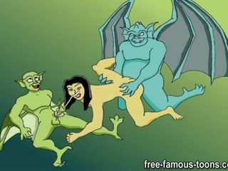 Famoso demona e gargoyles desenho animado orgia