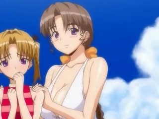 Lustful anime lesbians masturbating with dildos