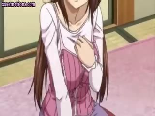 Tonårs animen flicka blir bröstvårtor slickade