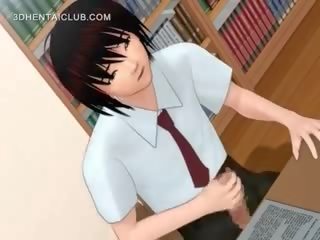 Lusty anime unge dame fucks stor dildo i bibliotek